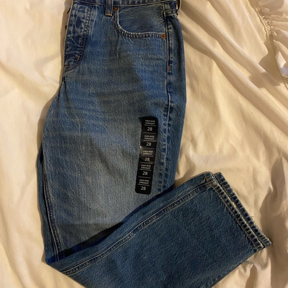 J. Crew Button-Fly Straight-Leg Jeans in Blue Denim